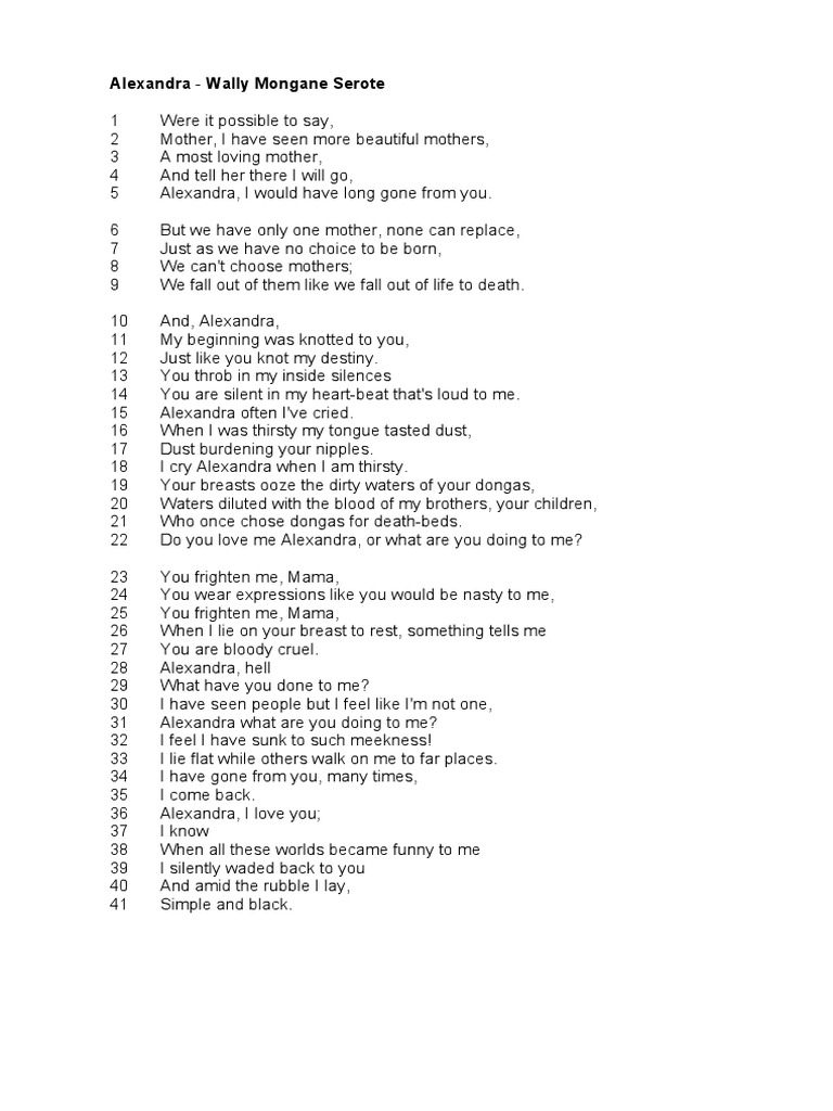 Alexandra Poem, notes and analysis PDF