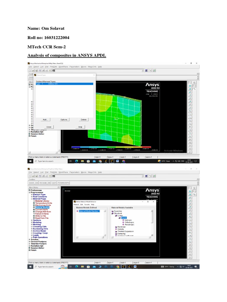 Analysis of Composites in ANSYS Apdl | PDF