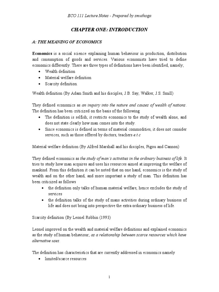 ECO 111 Lecture Notes | PDF | Economics | Demand