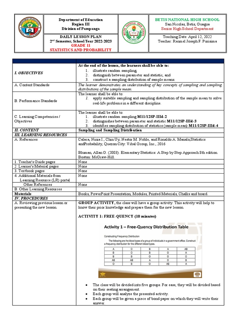DLP in Statistics and Probability2ndSemSY20222023PurisimaCOT PDF