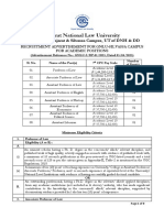 GNLU S - RP 01 - 2023 Eligibility Criteria For Academic Positions