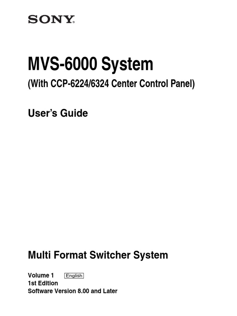 MVS-6000 System: (With CCP-6224/6324 Center Control Panel) | PDF ...