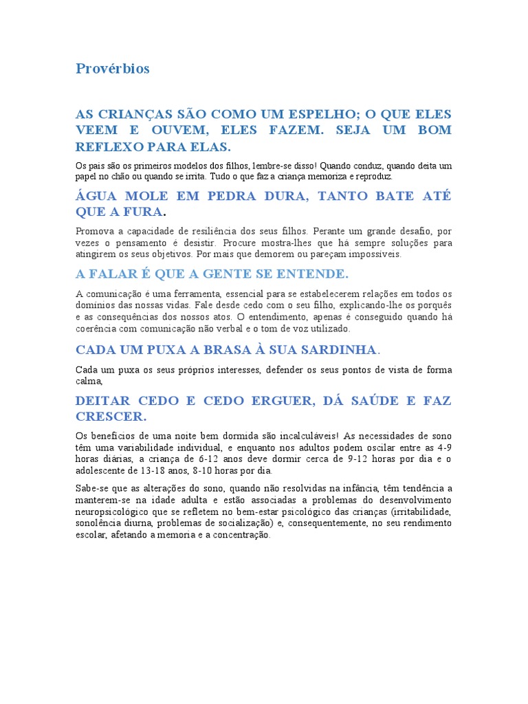 Ditados Populares Pdf Comunicação Dormir