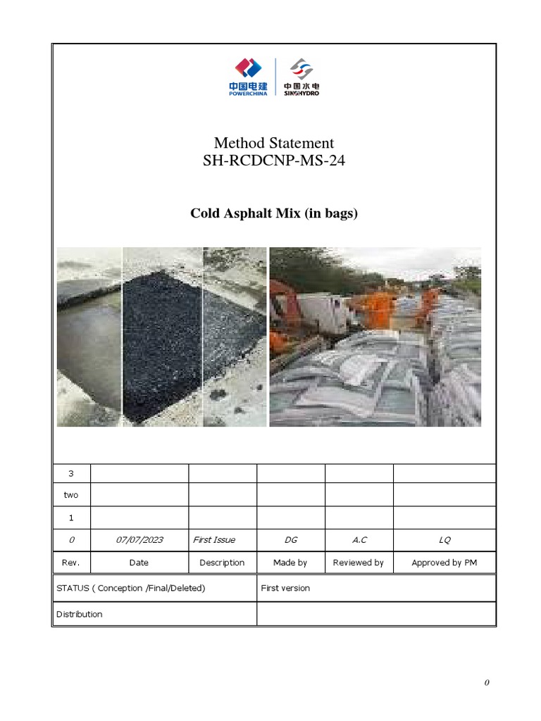 Cold Asphalt Method Statement Guide | PDF | Road Surface | Concrete