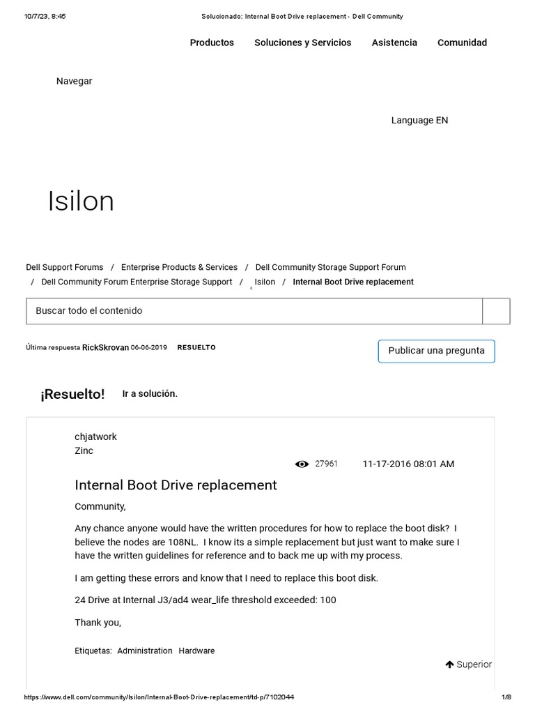 Solucionado - Internal Boot Drive Replacement - Dell Community | PDF ...