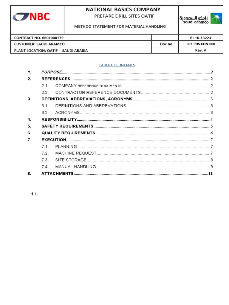 Method Statement for Material Handling | PDF | Trailer (Vehicle) | Safety
