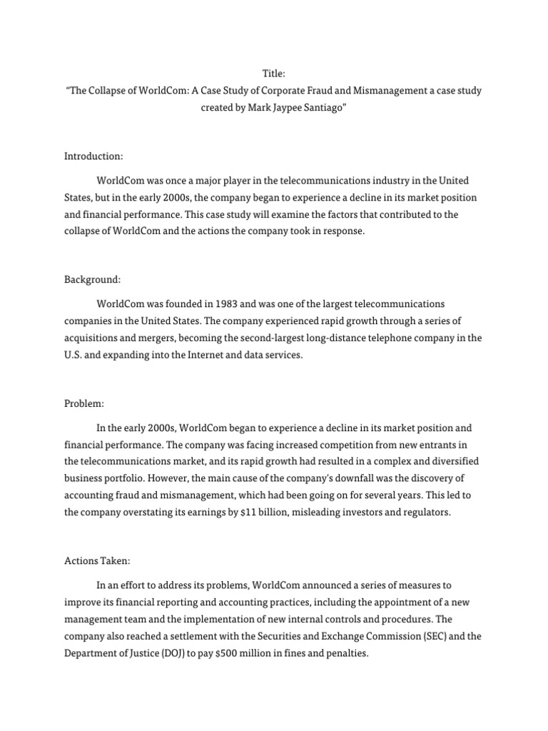 CASE STUDY - WHAT WENT WRONG-WorldCom | PDF | Accounting | Business Ethics