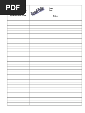 Cornell Notes Blank
