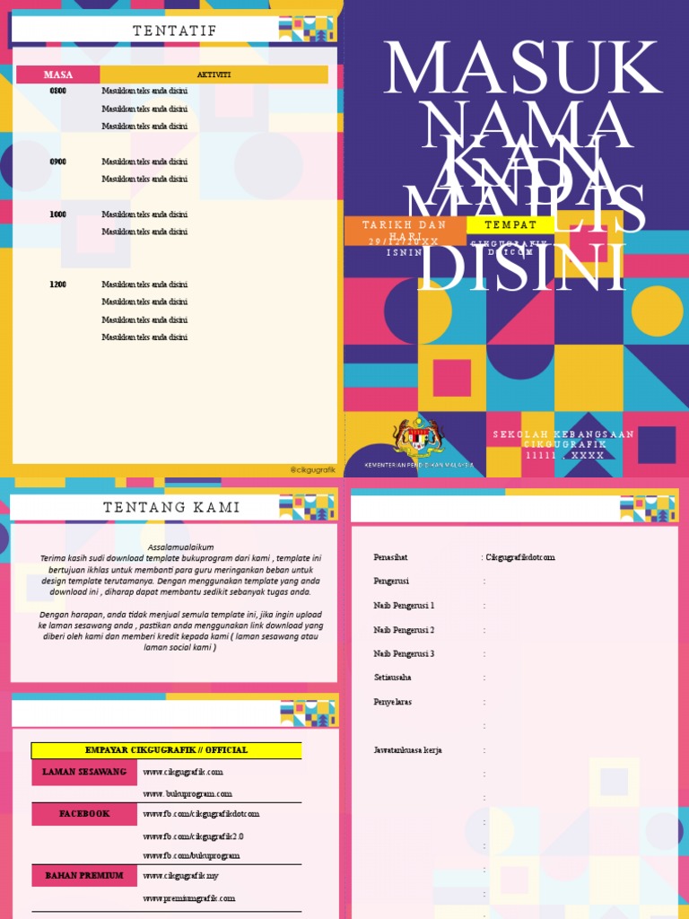 Template Buku Program Percuma Tema Geometri v2 (Cikgugrafik) | PDF