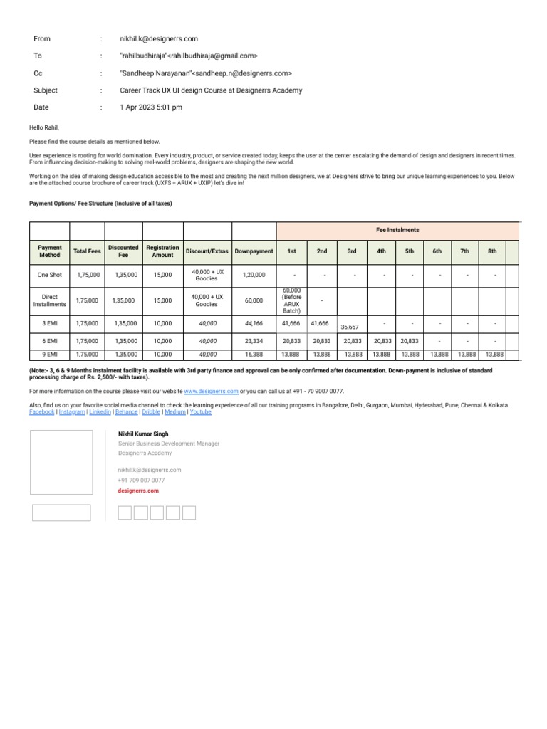 Career Track UX UI Design Course at Designerrs Academy | PDF | Business
