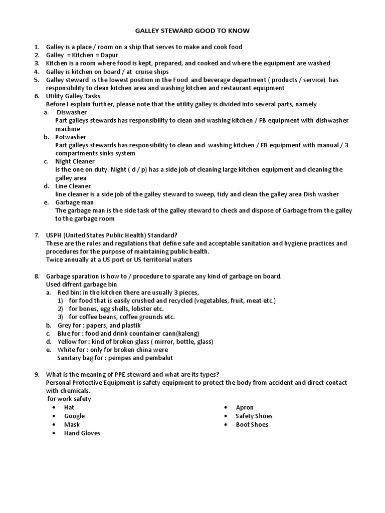 Galley steward good to know pdf dishwasher kitchen