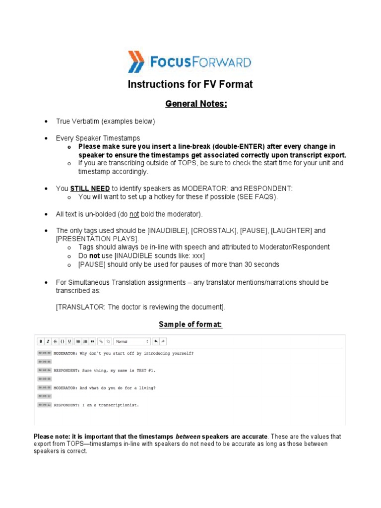 FV Format Transcription Guidelines | PDF | Grammar | Human Communication