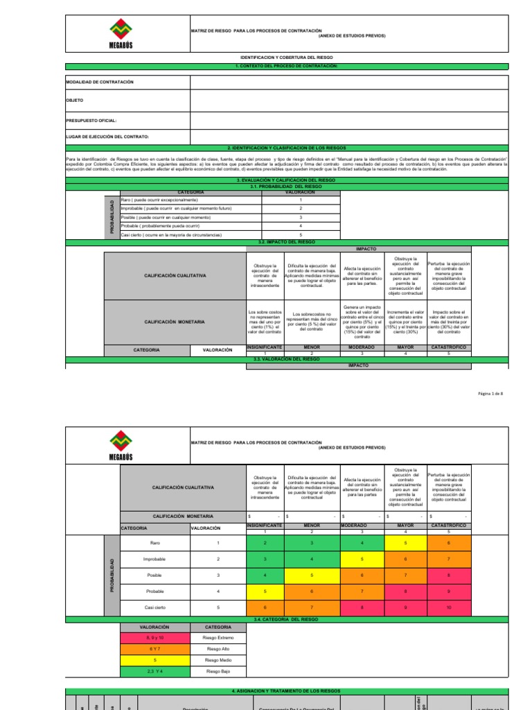 Matriz de Riesgo en Contratación Eficiente | PDF | Riesgo | Planificación