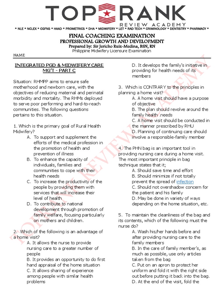 Final Coaching for Midwifery Exam | PDF | Childbirth | Miscarriage