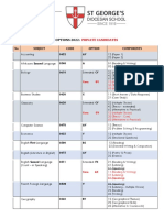 Igcse Subject Codes and Options Priv Candidates 2022