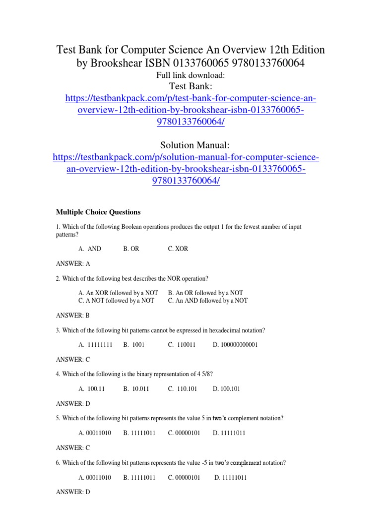 Computer Science An Overview Brookshear