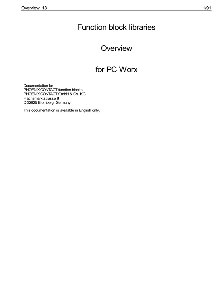 PC Worx Function Block Libraries Guide | PDF | Programmable Logic ...