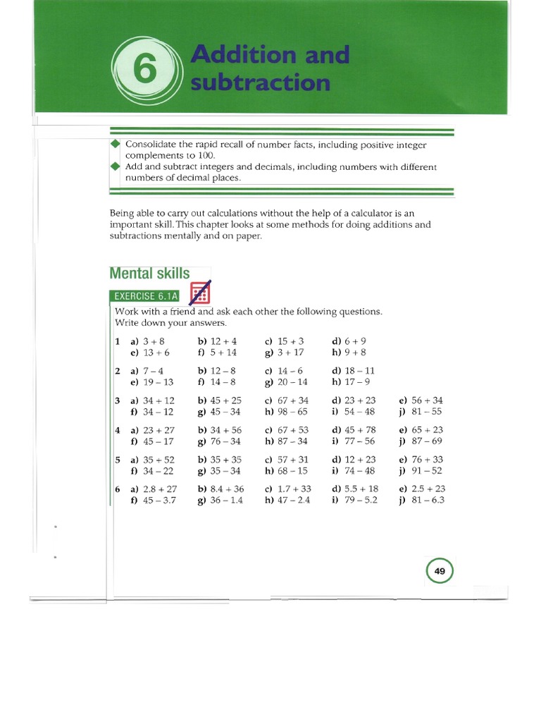 Addition and Subtraction | PDF