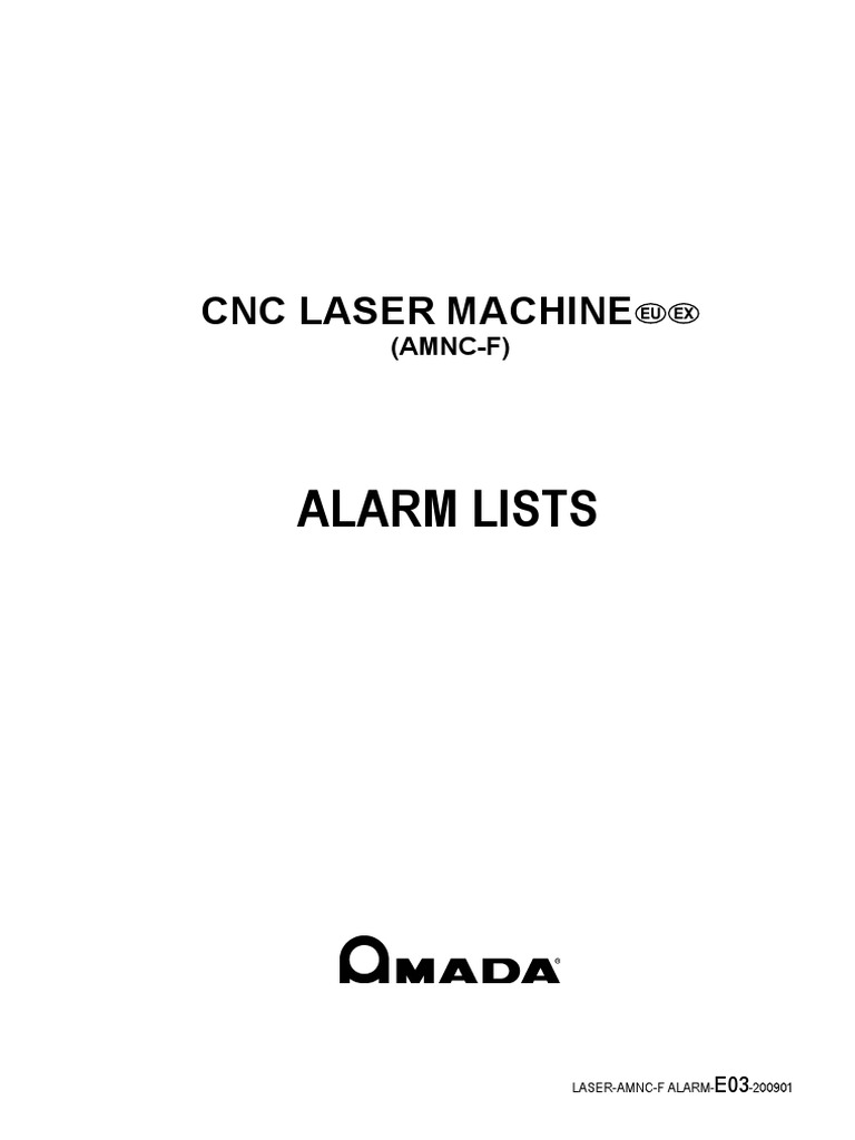 AMADA CNC Laser Alarm Codes Guide | PDF | Numerical Control | Switch