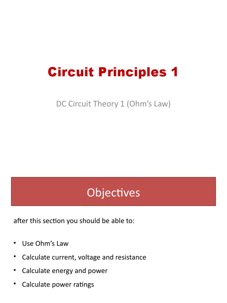 DC Circuit Theory (Ohm's Law) PDF Electrical Resistance And