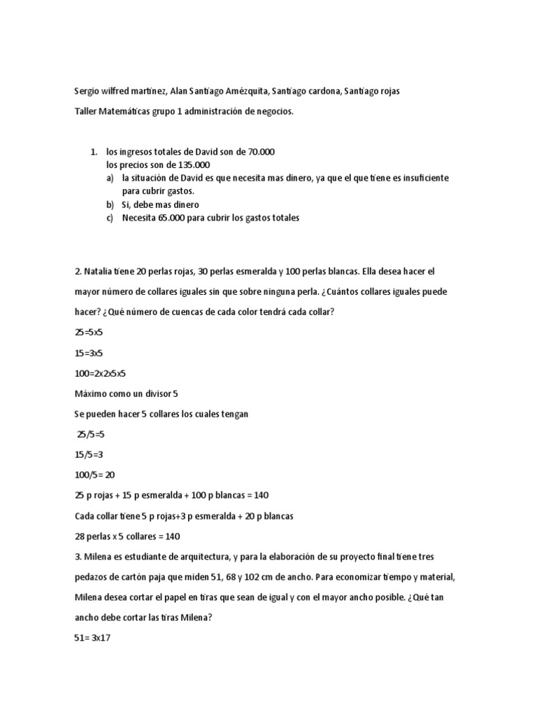 Problemas de Matemáticas para Negocios | PDF | Hogar, jardinería y ...