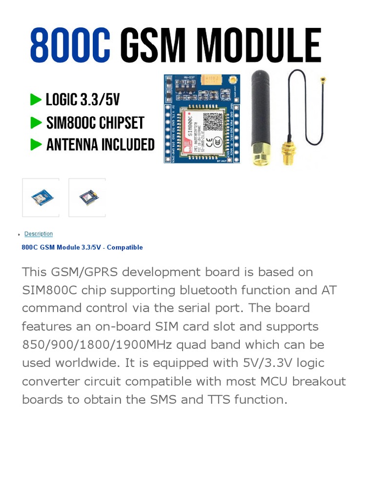 800C GSM Module Overview and Guide | PDF | Arduino | Computer Data