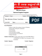 Mid-Term Exam General English Program: Student's Name: . Gender: Male Female