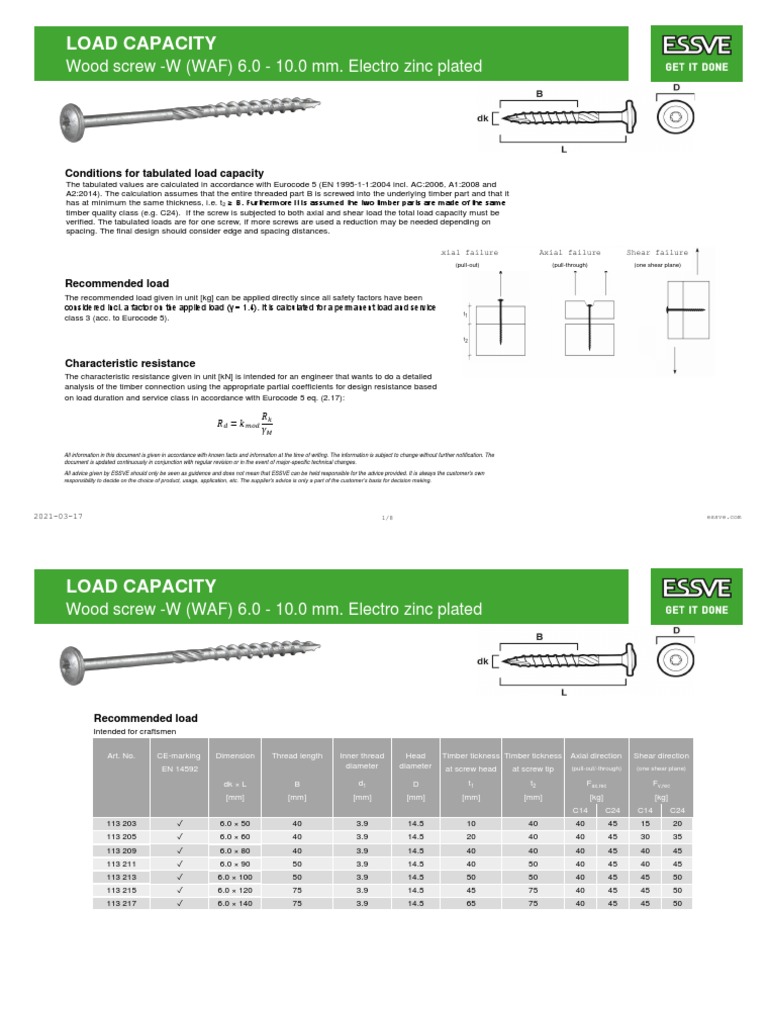 Ficha Tecnica Tornillo Madera Estructural PDF Screw Lumber
