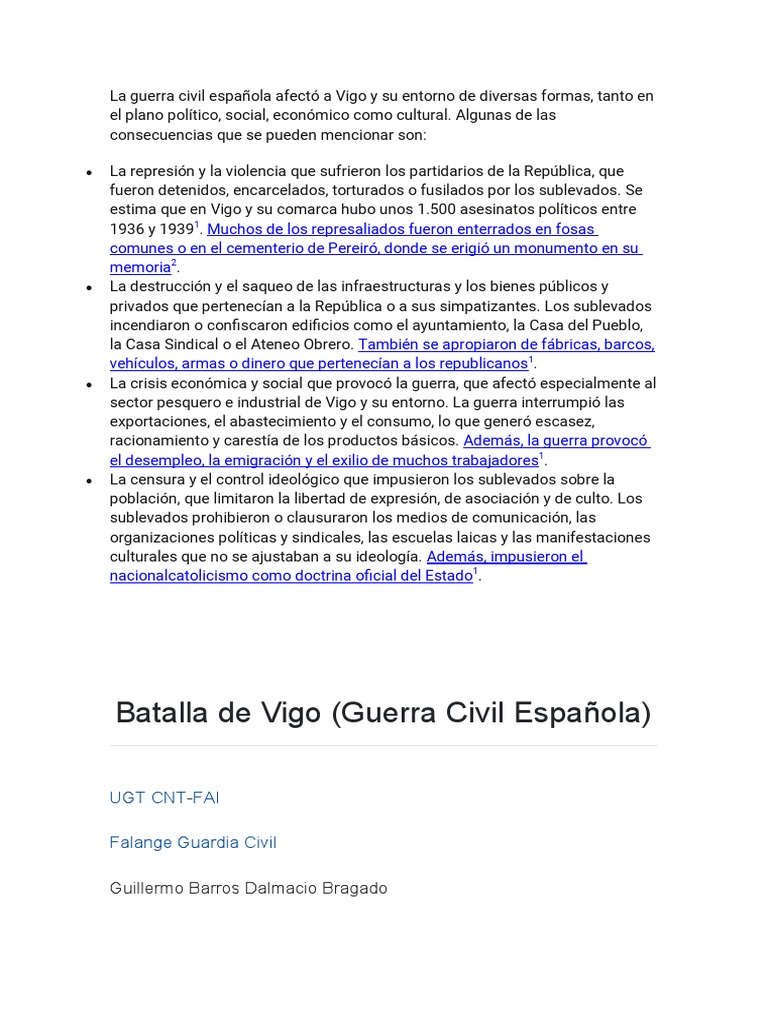 Impacto de la Guerra Civil en Vigo | PDF | guerra civil Española | España