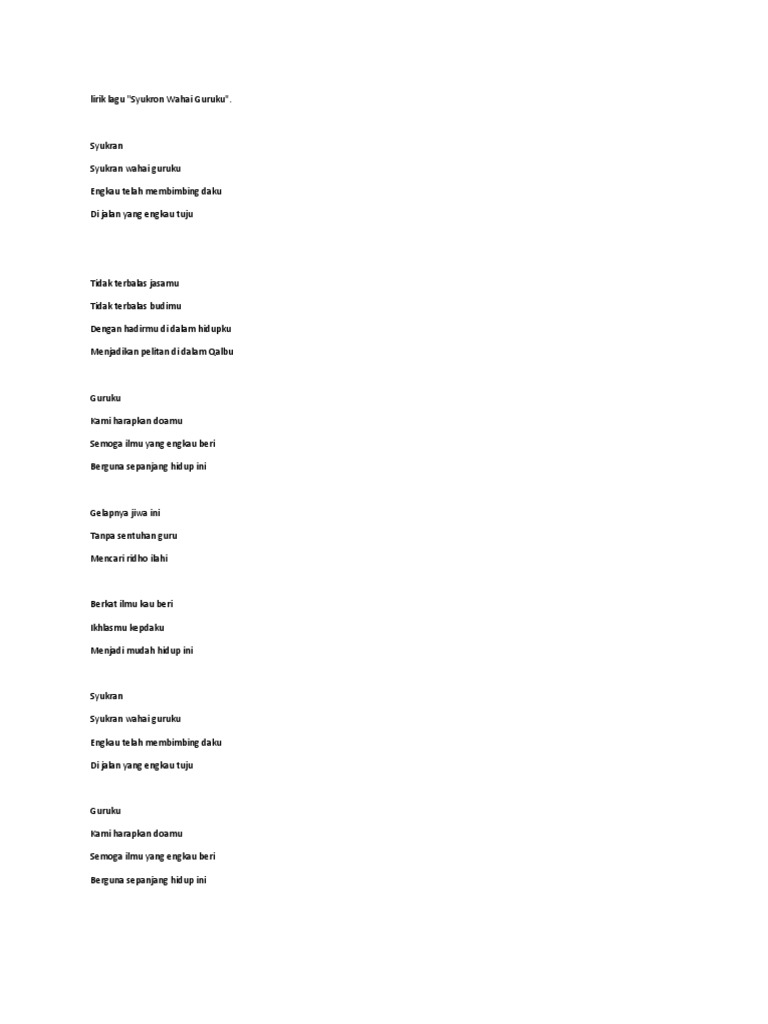 Lirik Lagu Syukron | PDF