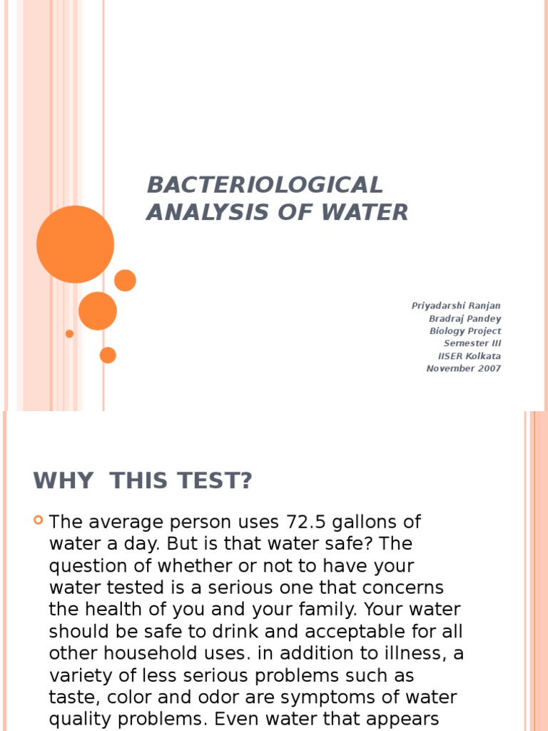 Bacteriological Water Analysis of Hostel's Water | PDF | Microbiology ...