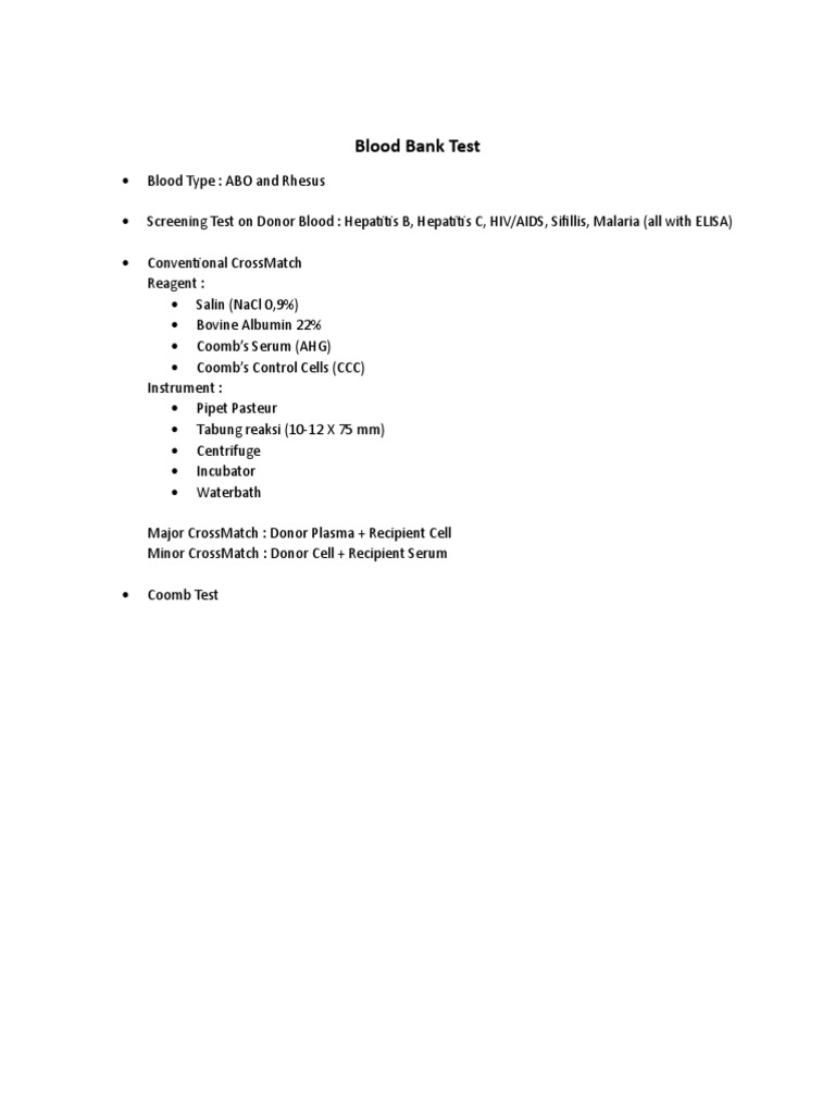 Blood Bank Test PDF