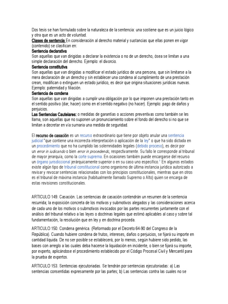 Tipos de Sentencias en Derecho Civil | PDF | Sentencia (ley) | Gobierno