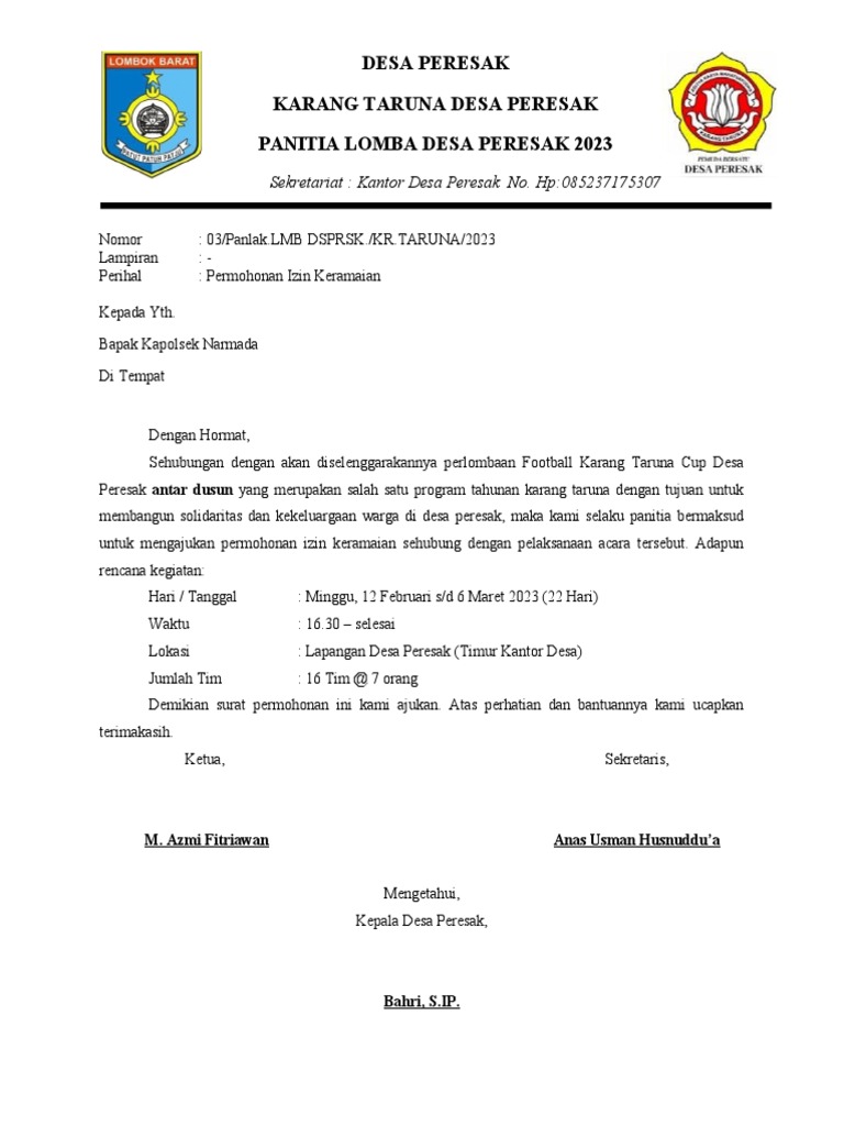 Surat Izin Keramaian | PDF