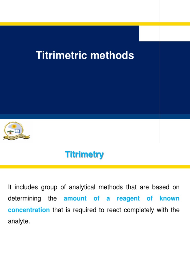 Titrimetric Analysis PDF Titration Chemistry