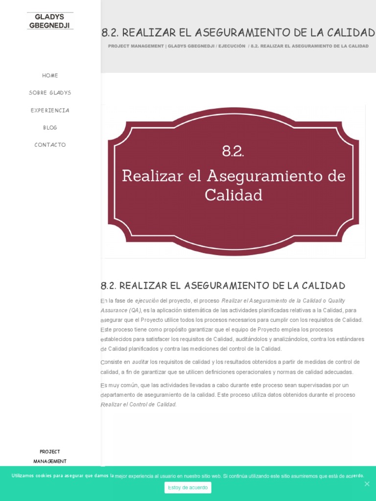 Aseguramiento de la Calidad en Proyectos | PDF | Seguro de calidad ...