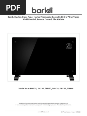 Baridi Electric Glass Panel Heater, 2000W, Thermostat Controlled Radiator With 24Hr 7 Day Timer, Wi-Fi Enabled, Remote Control, Black - View #6