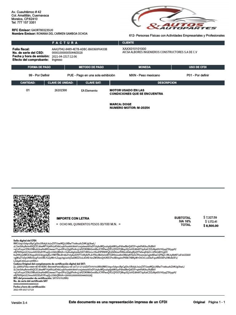 cfdi-de-autopartes-clave-sat-26101500-pdf-moneda-monedas-de-las