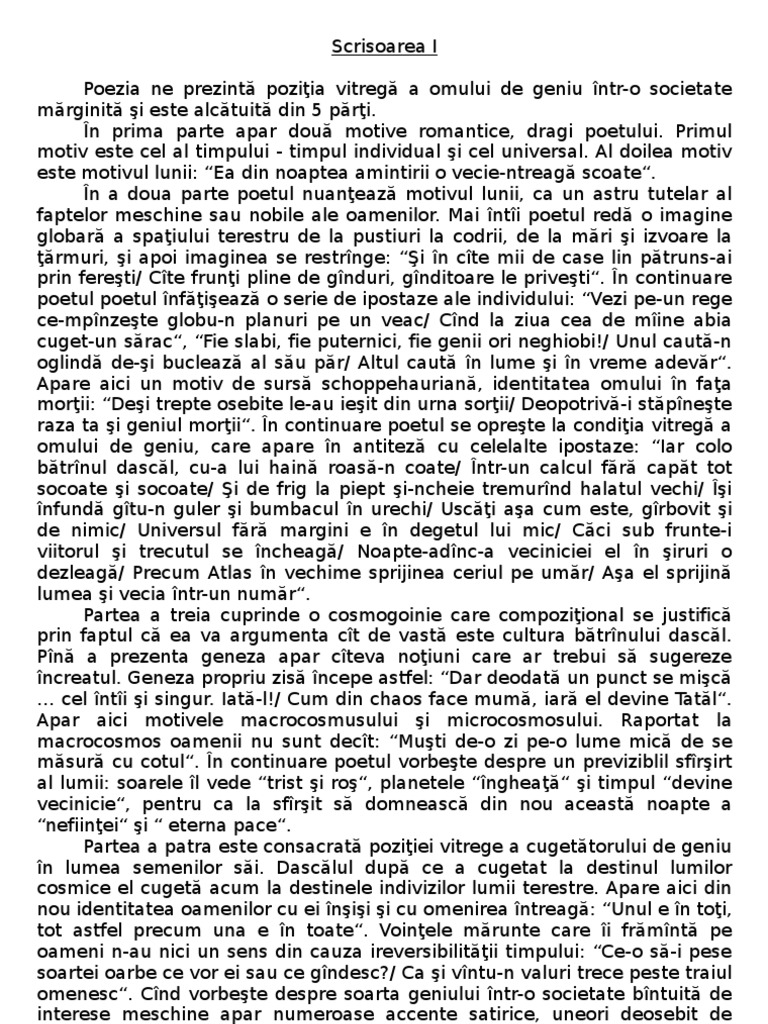 Scrisoarea Ii Comentariu Scrisoarea I - Comentariu | PDF