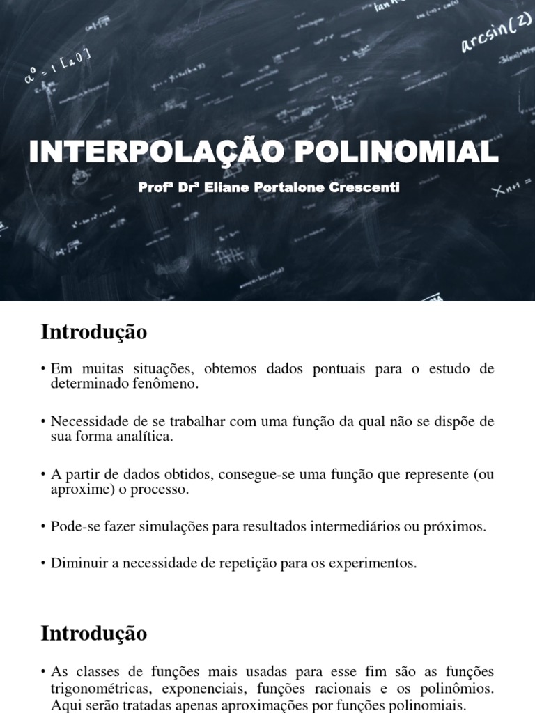 Interpolação Polinomial: Métodos e Exemplos | PDF | Interpolação ...