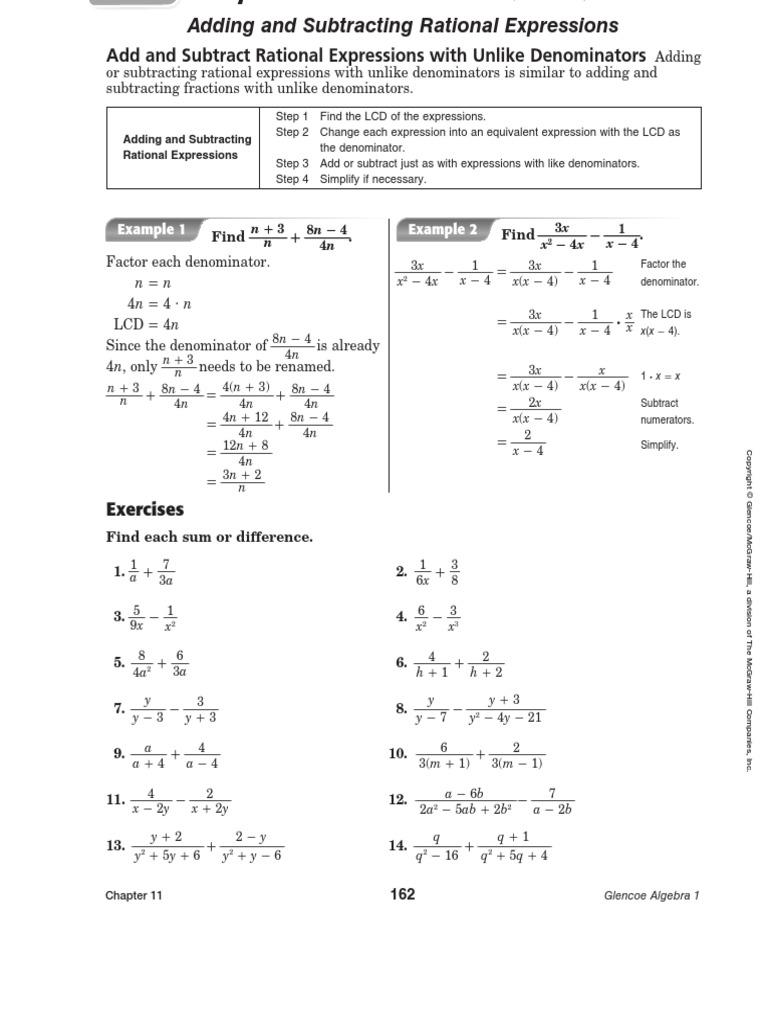 Adding and Subtracting Rational Expressions | PDF | Numbers ...