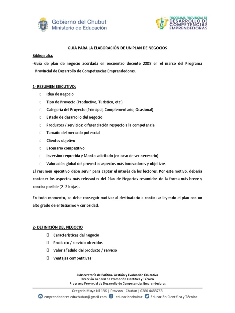 Guía para Crear un Plan de Negocios | PDF | Mercado (economía ...