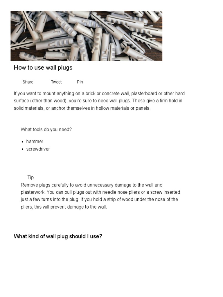 How To Use Wall Plugs Download Free PDF Screw Electrical Connector