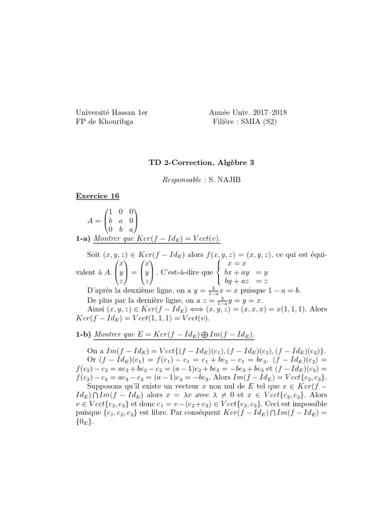 TD2 Correction | PDF | Algèbre | Algèbre linéaire