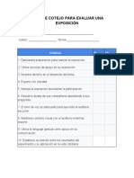 Lista de Cotejo para Evaluar Una Exposición