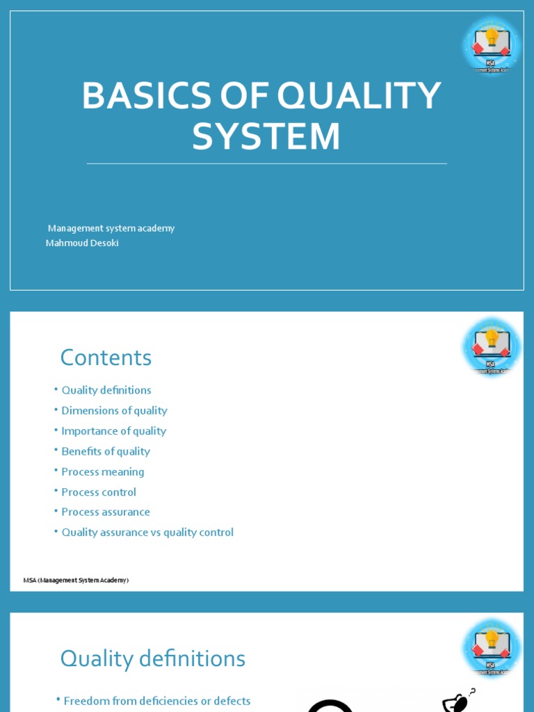 Basics of Quality System | PDF | Quality Assurance | Economies