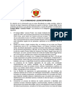 A La Comunidad Leonciopradina Sobre Pretendido Cambio de Denominacion Del CMLP