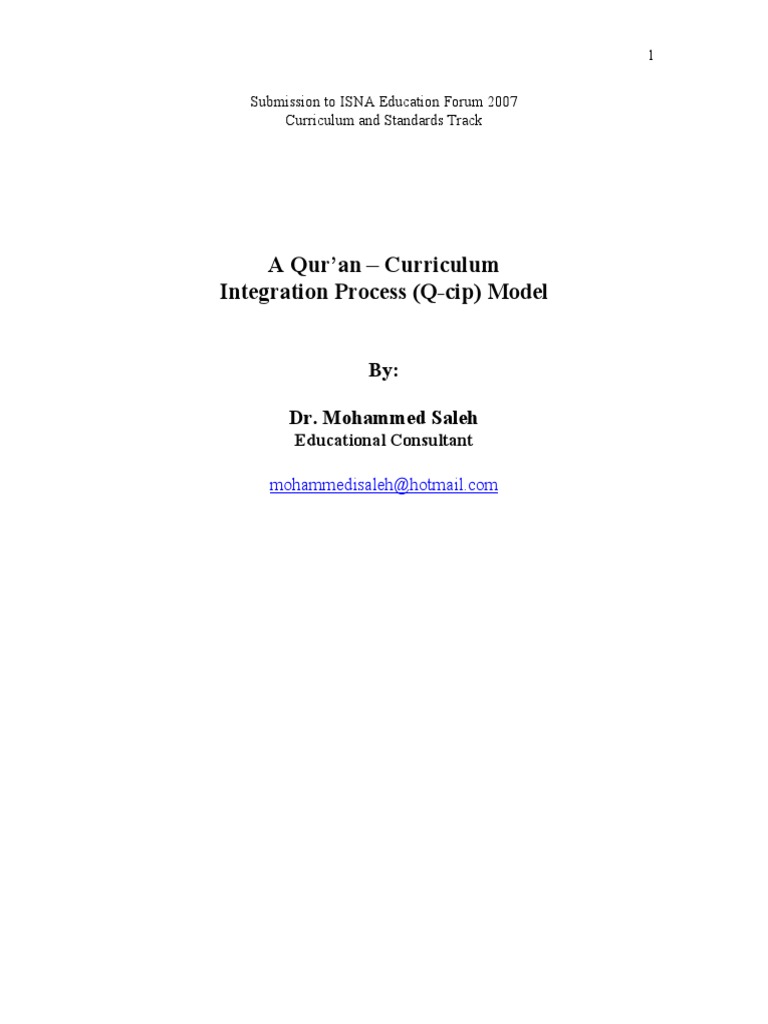 A quran curriculum integration process pdf god in islam honey bee