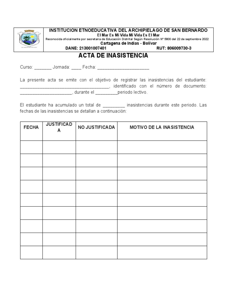 Acta de Inasistencia | PDF