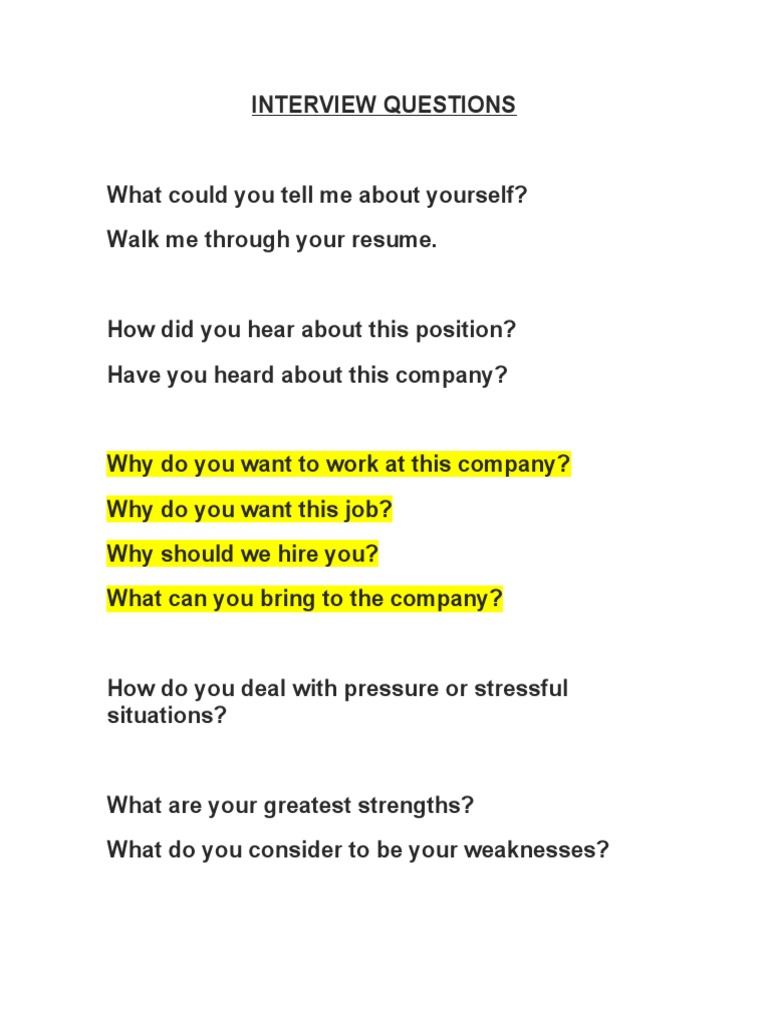 CLASS JOB INTERVIEW QUESTIONS PDF